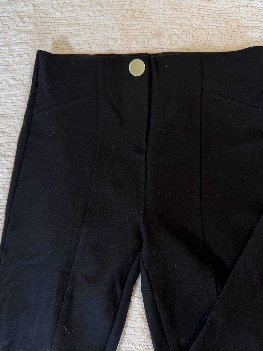 Zara Black Ponte Leggings with Gold Button